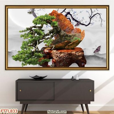 Download file ảnh gốc File tranh chậu mai bonsai FTTL833 để in ấn