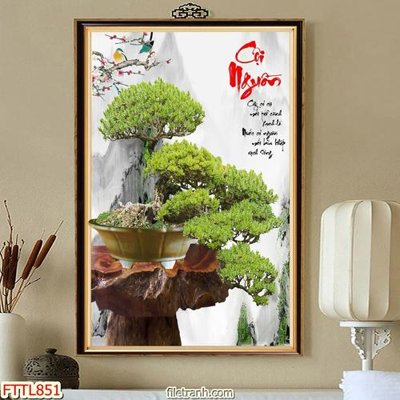 File tranh File tranh chậu mai bonsai FTTL851 (bản gốc) treo phòng ăn