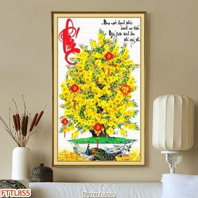 File tranh File tranh chậu mai bonsai FTTL855 (gốc) chủ đề con người