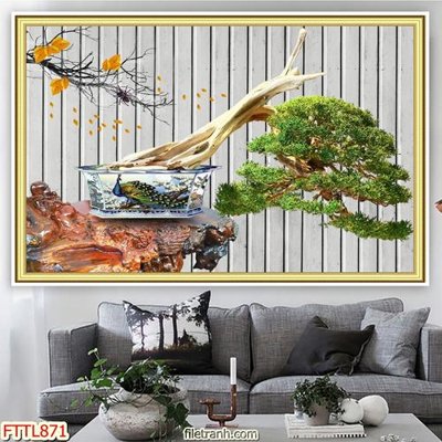 Tải file File tranh chậu mai bonsai FTTL871 (PSD) cho in ấn quảng cáo
