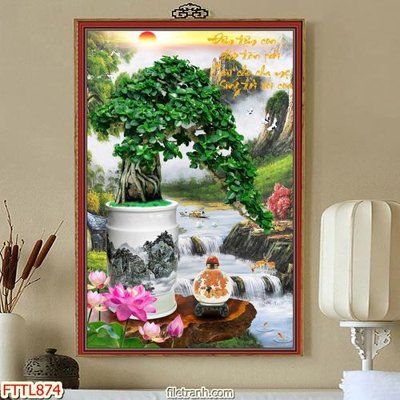 File gốc in mica File tranh chậu mai bonsai FTTL874 chất lượng