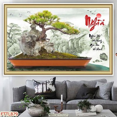 File gốc File tranh chậu mai bonsai FTTL879 (ảnh chi tiết) để in lụa