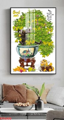 File in trần File tranh chậu mai bonsai FTTL933 (file gốc) xuyên sáng