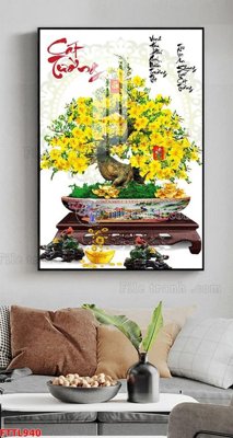 File gốc File tranh chậu mai bonsai FTTL940 (in tráng gương) hiện đại