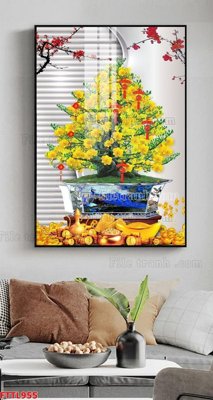 File tranh File tranh chậu mai bonsai FTTL955 (ảnh gốc) sắc nét hoàn hảo