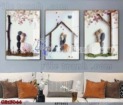 Tải file gốc in lụa File gốc in bộ tranh decor treo tráng gương canvas GB15044 siêu nét