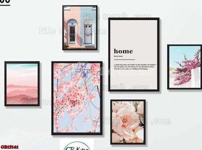 File tranh PSD File gốc in bộ tranh decor treo tráng gương canvas GB15141 chất lượng cao