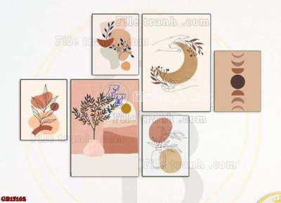File ảnh File gốc in bộ tranh decor treo tráng gương canvas GB15162 (gốc) trang trí khách sạn