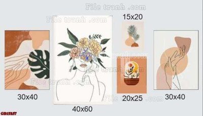 File in mica File gốc in bộ tranh decor treo tráng gương canvas GB15257 (bản gốc) siêu trong