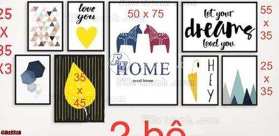 File tranh File gốc in bộ tranh decor treo tráng gương canvas GB15318 (bản gốc) treo tường