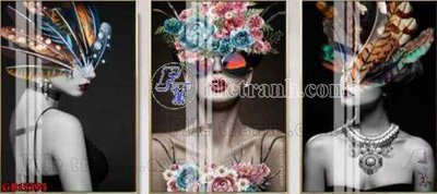 File gốc File gốc in bộ tranh decor treo tráng gương canvas GB15393 (in lụa) họa tiết 3D