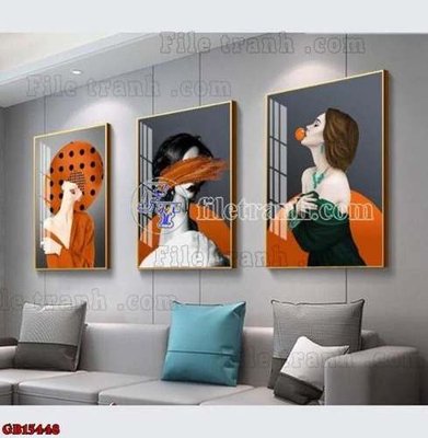 File tranh File gốc in bộ tranh decor treo tráng gương canvas GB15448 (ảnh gốc) chi tiết rõ ràng