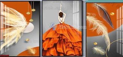 Tải file File gốc in bộ tranh decor treo tráng gương canvas GB15483 (gốc) chủ đề hoa sen