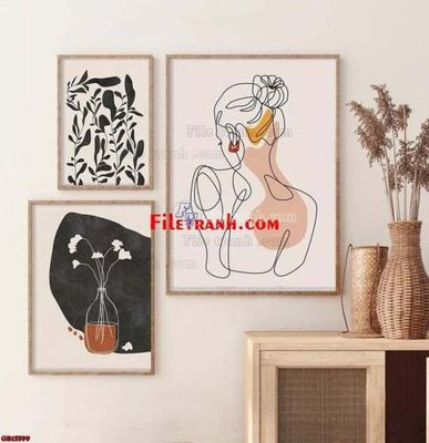 Tải file File gốc in bộ tranh decor treo tráng gương canvas GB15599 (gốc) chủ đề hoa sen