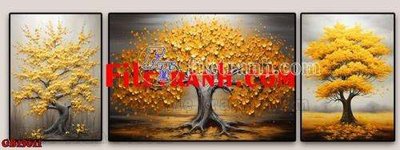 File tranh File gốc in bộ tranh decor treo tráng gương canvas GB15611 (bản gốc) in lụa dán tường