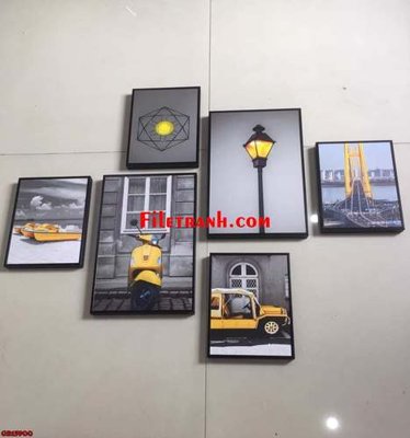 File in trần File gốc in bộ tranh decor treo tráng gương canvas GB15900 (bản gốc) mây trời