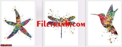 File tranh File gốc in bộ tranh decor treo tráng gương canvas GB16010 (bản gốc) in lụa dán tường