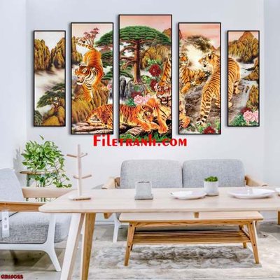 Download file gốc File gốc in bộ tranh decor treo tráng gương canvas GB16022 (in lụa) tranh 3D