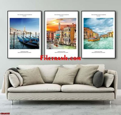 Download file gốc File gốc in bộ tranh decor treo tráng gương canvas GB16035 (in lụa) tranh 3D