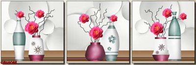 Download file gốc File gốc in bộ tranh decor treo tráng gương canvas GB16085 (in lụa) hoa lá