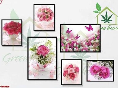 File gốc File gốc in bộ tranh decor treo tráng gương canvas GB16378 (in lụa) hoa văn cổ điển