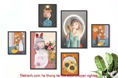 File gốc File gốc in bộ tranh decor treo tráng gương canvas GB18059 (phong cách) cổ điển