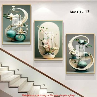File ảnh File gốc in bộ tranh decor treo tráng gương canvas GB18133 (gốc) trang trí khách sạn