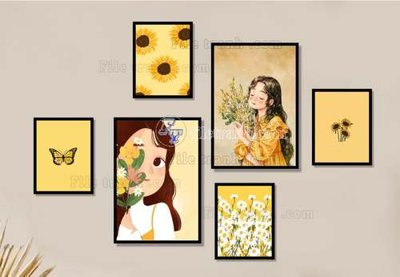 File ảnh gốc File gốc in bộ tranh decor treo tráng gương canvas GB20149 không vỡ nét