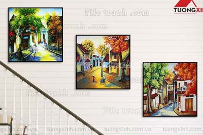 File tranh File gốc in bộ tranh decor treo tráng gương canvas GB20191 (bản gốc) in lụa 3D