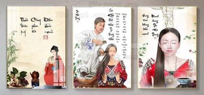 File tranh File gốc in bộ tranh decor treo tráng gương canvas GB20296 (gốc) chủ đề trẻ em