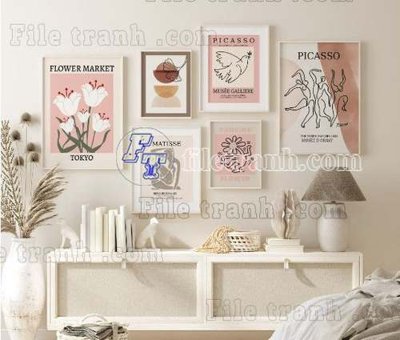 File tranh File gốc in bộ tranh decor treo tráng gương canvas GB20321 (bản gốc) treo quán cafe