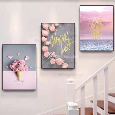 File tranh File gốc in bộ tranh decor treo tráng gương canvas GB20342 (ảnh gốc) in trần xuyên sáng