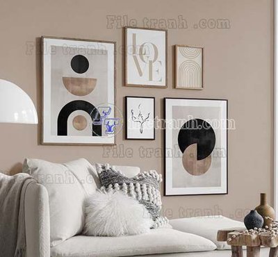File tranh File gốc in bộ tranh decor treo tráng gương canvas GB20365 (bản gốc) in lụa 3D