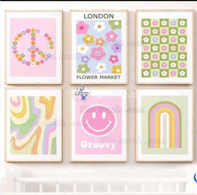 File gốc File gốc in bộ tranh decor treo tráng gương canvas GB20385 (in lụa) tranh mã đáo