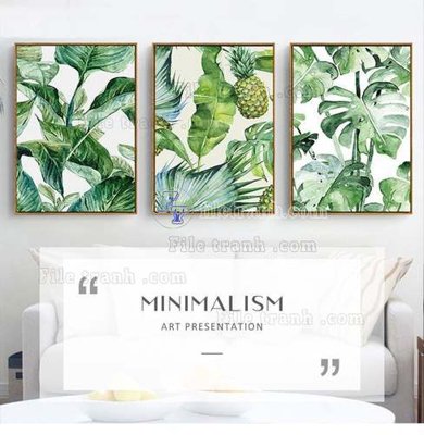 Download file gốc File gốc in bộ tranh decor treo tráng gương canvas GB20442 (in lụa) hoa lá