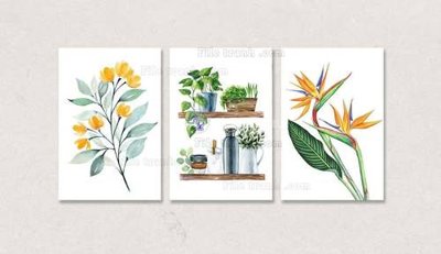 File gốc File gốc in bộ tranh decor treo tráng gương canvas GB20648 (in lụa) trang trí tường