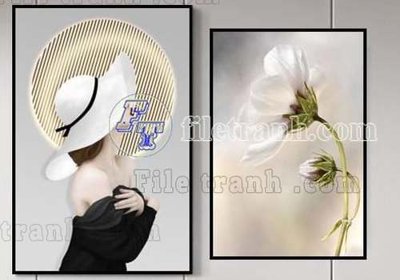 File tranh File gốc in bộ tranh decor treo tráng gương canvas GB20651 (gốc) chủ đề động vật