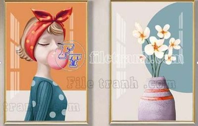 Tải file File gốc in bộ tranh decor treo tráng gương canvas GB20679 (gốc) làm tranh treo tường