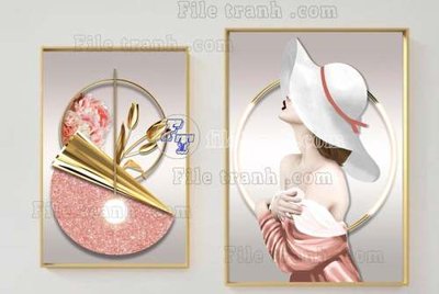 File gốc File gốc in bộ tranh decor treo tráng gương canvas GB20813 (in 3D) cho trang trí