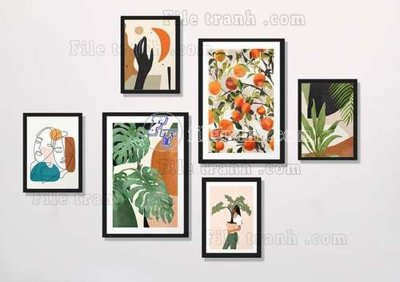 Chi tiết file ảnh File gốc in bộ tranh decor treo tráng gương canvas GB20890 sắc nét