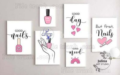 File tranh PSD File gốc in bộ tranh decor treo tráng gương canvas GB20940 chất lượng cao