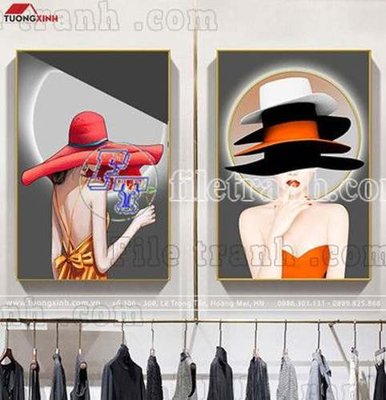 Ảnh gốc File gốc in bộ tranh decor treo tráng gương canvas GB21392 (nét căng) in mica