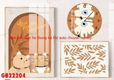 File in ấn File gốc in bộ tranh decor treo tráng gương canvas GB22204 (bản gốc) sắc nét