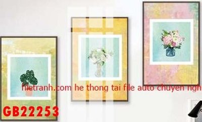 File in trần File gốc in bộ tranh decor treo tráng gương canvas GB22253 (bản gốc) hoa văn