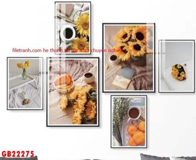 Tải file File gốc in bộ tranh decor treo tráng gương canvas GB22275 (gốc) chủ đề hoa sen