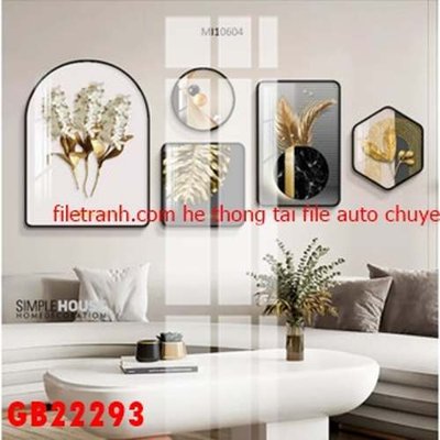 File gốc File gốc in bộ tranh decor treo tráng gương canvas GB22293 (in lụa) họa tiết 3D