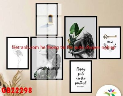 File PSD File gốc in bộ tranh decor treo tráng gương canvas GB22298 (bản gốc) đã tách nền