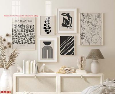 File tranh gốc File gốc in bộ tranh decor treo tráng gương canvas GB22323 chủ đề hiện đại