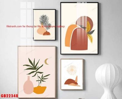 File ảnh File gốc in bộ tranh decor treo tráng gương canvas GB22348 (gốc) in decal dán tường
