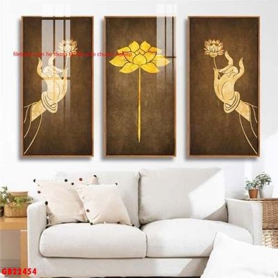 File tranh File gốc in bộ tranh decor treo tráng gương canvas GB22454 (bản gốc) in lụa dán tường